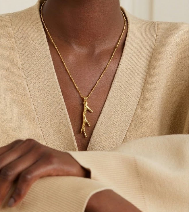 Hammered Twig 92.5 Sterling Silver Pendant Necklace