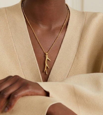 Hammered Twig 92.5 Sterling Silver Pendant Necklace