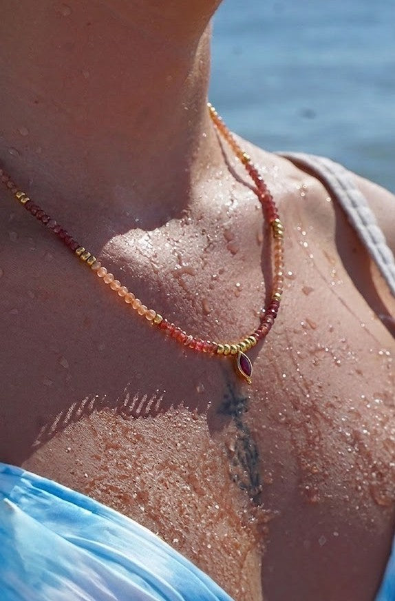 Ombre Tourmaline Bead Necklace