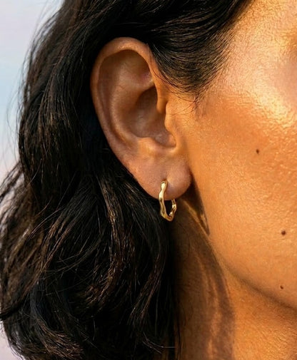 Raw Edge 92.5 Sterling Silver Huggies