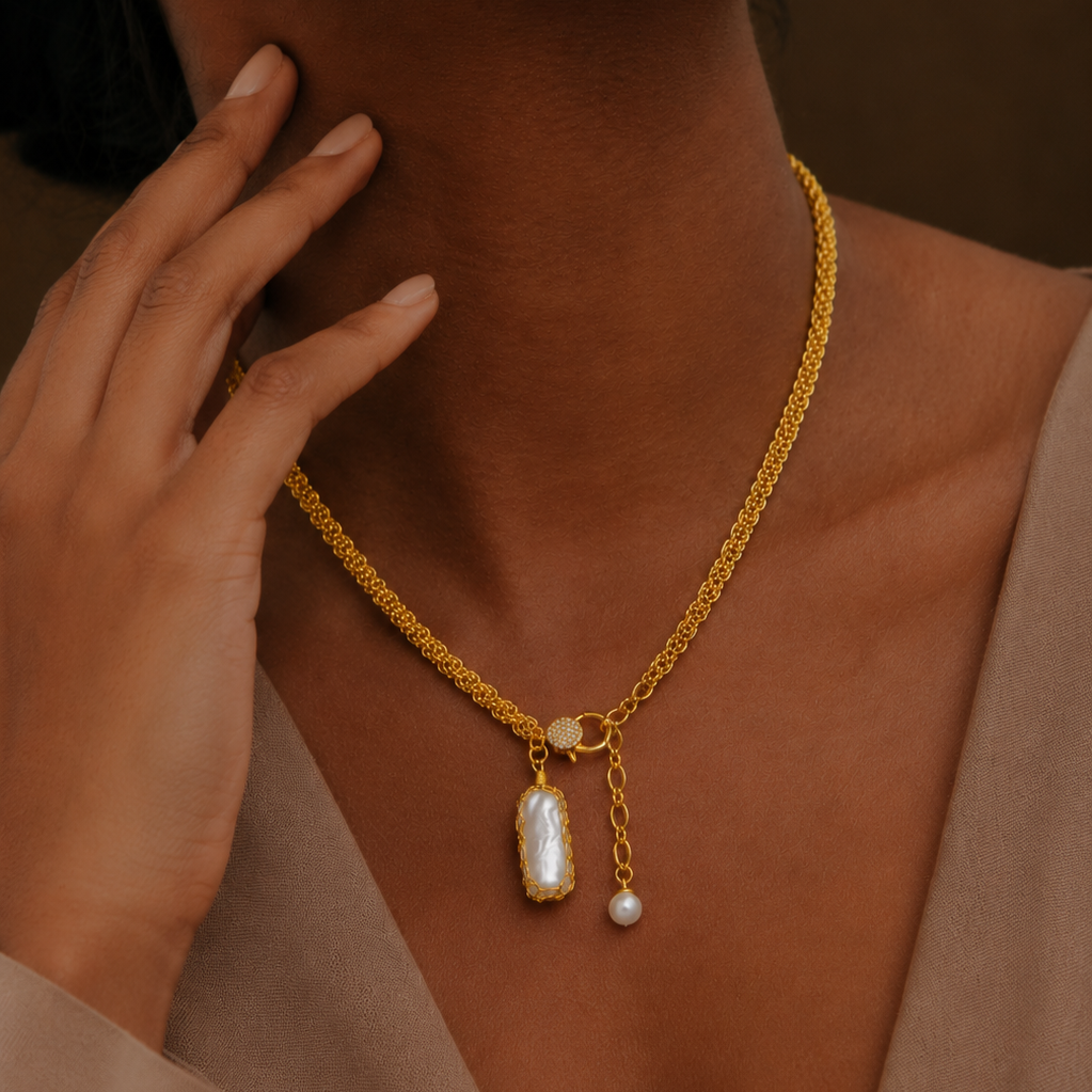 Mesh Pearl Allure Necklace