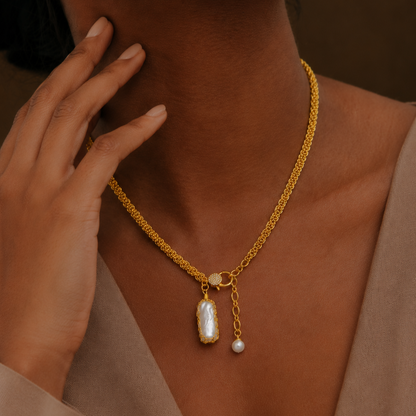 Mesh Pearl Allure Necklace