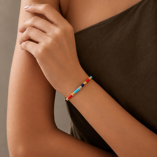 Coastal Mosaic Multicolour Beaded Bracelet