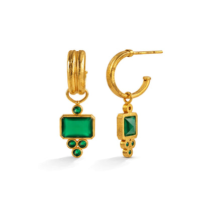 Gold Plated Emerald Green Onyx Drop