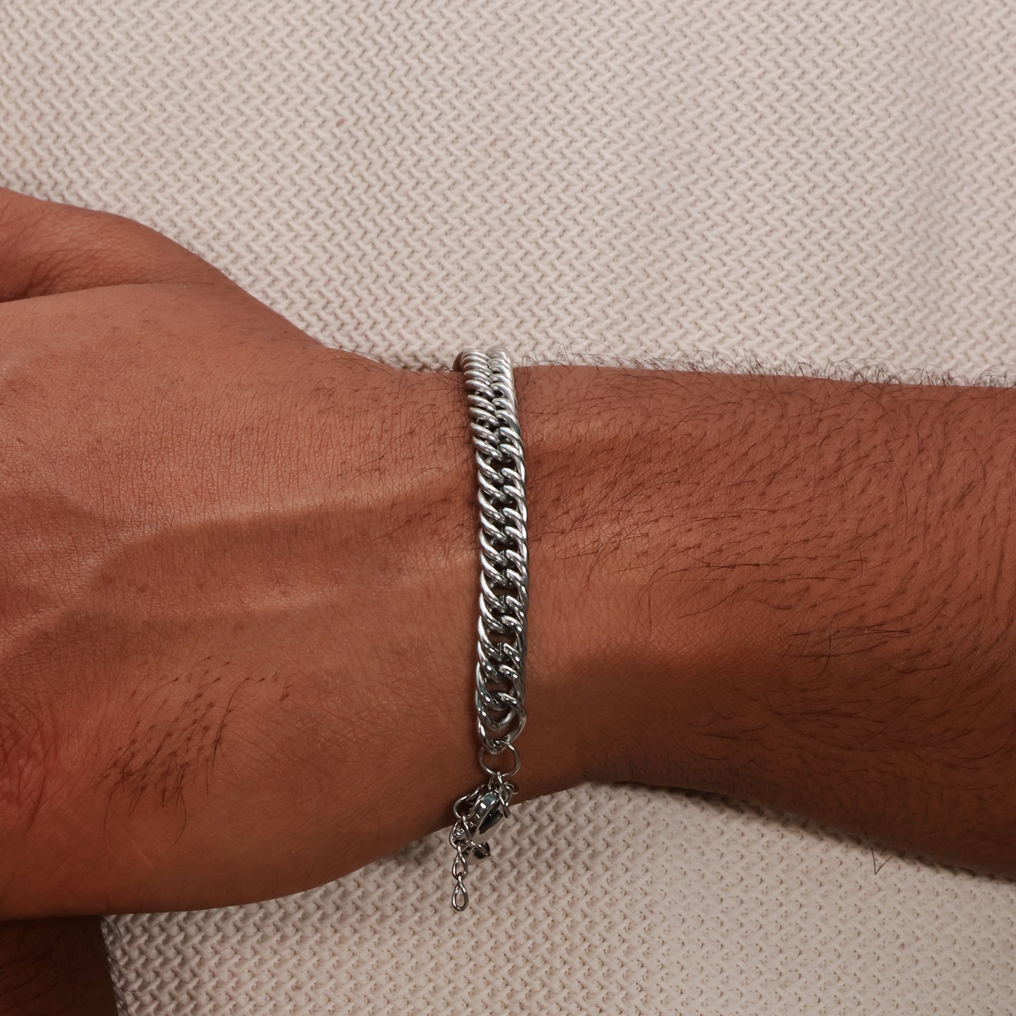 Raw Edge Chain Men's Bracelet Silver