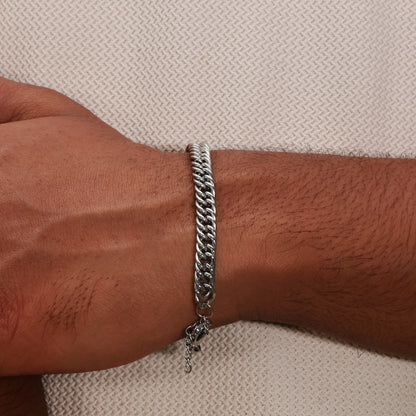 Raw Edge Chain Men's Bracelet Silver