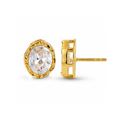 Oval Crystal Stud Earrings in 92.5 Sterling Silver