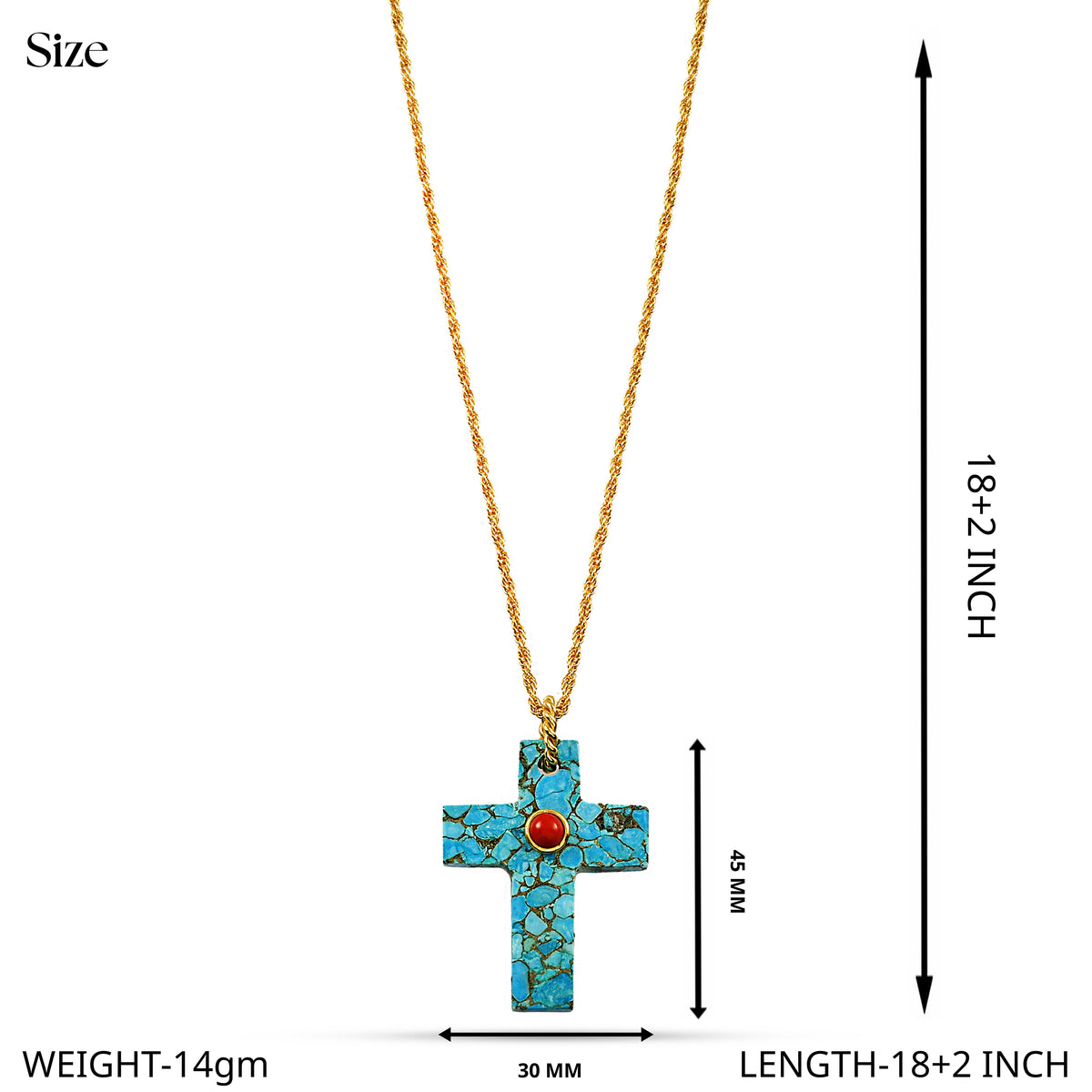 Faith Cross Turquoise and Coral Necklace