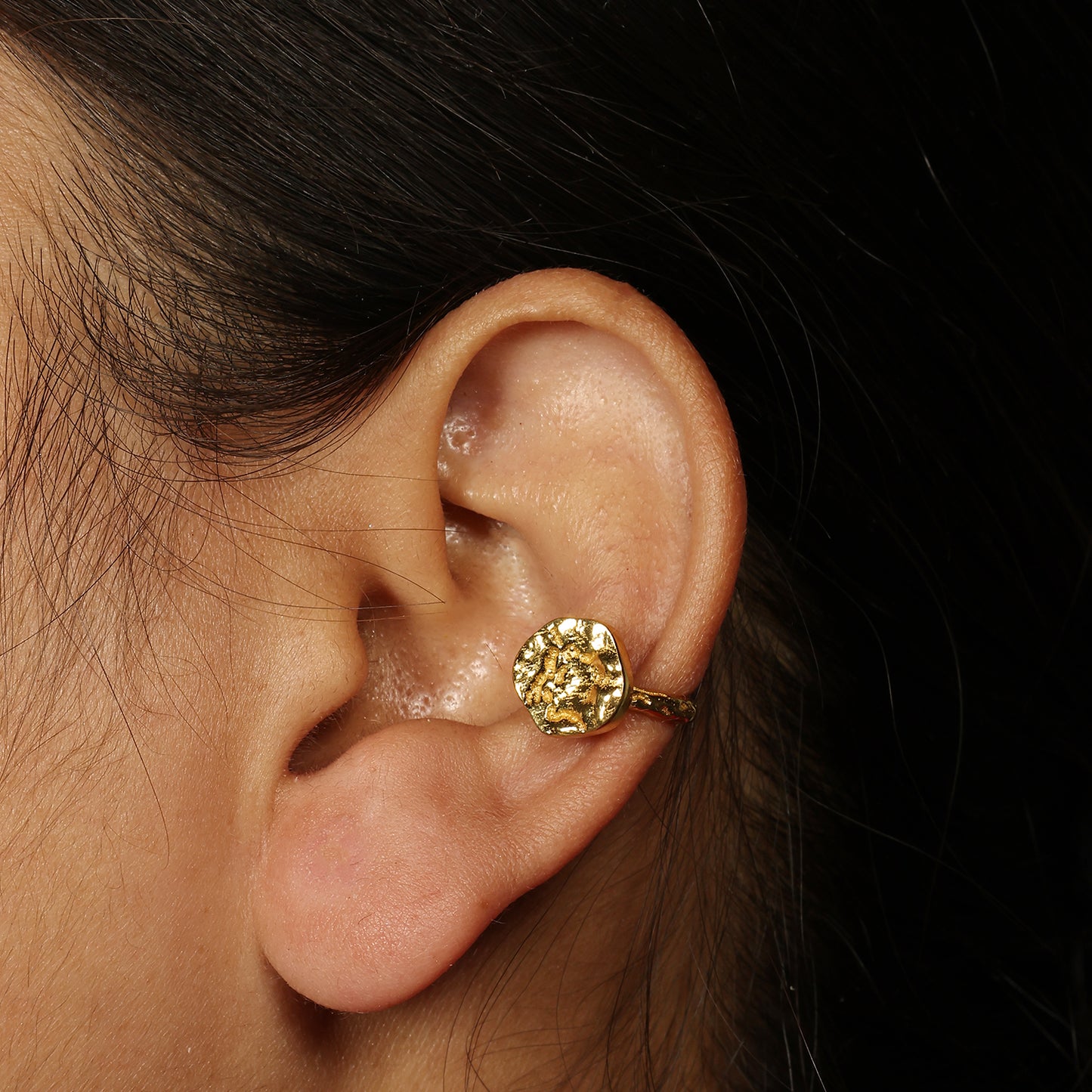 Hammered Gold Ear Cuff (Single Piece)