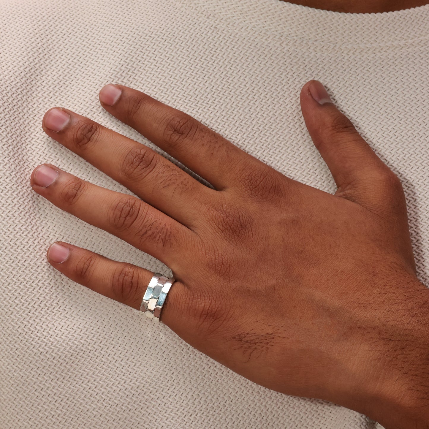 Hammered Edge 92.5 Sterling Silver Men’s Band