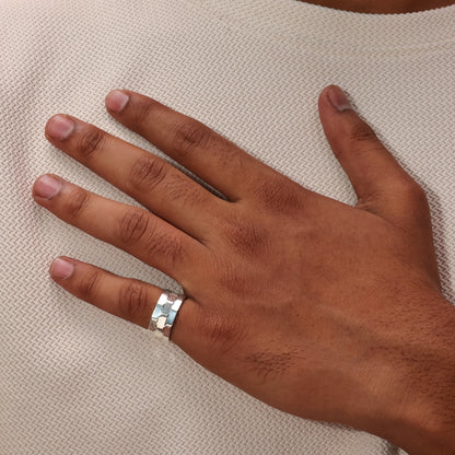 Hammered Edge 92.5 Sterling Silver Men’s Band