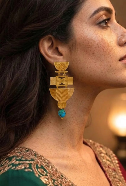 Turquoise Folk Earrings