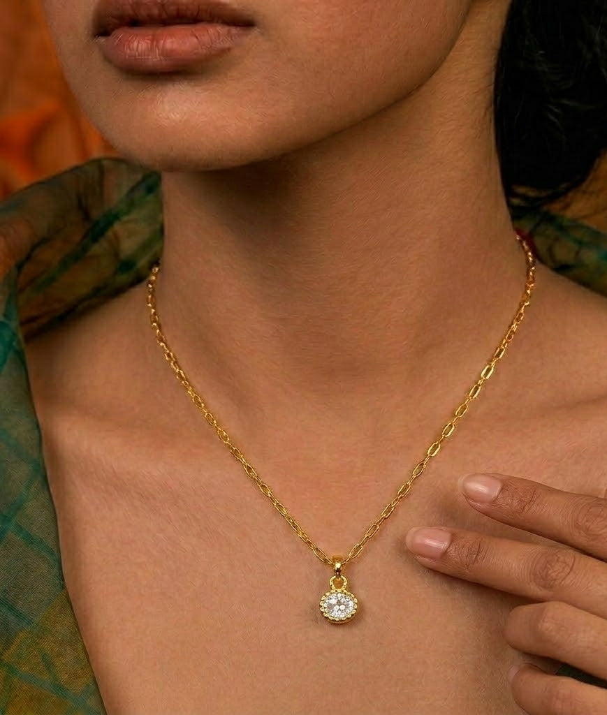 Oval Crystal Pendant Necklace in 92.5 Sterling Silver