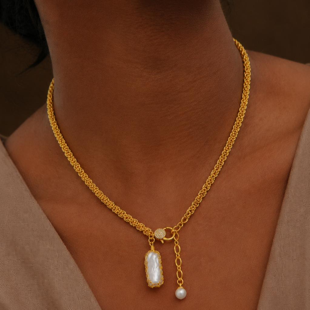 Mesh Pearl Allure Necklace