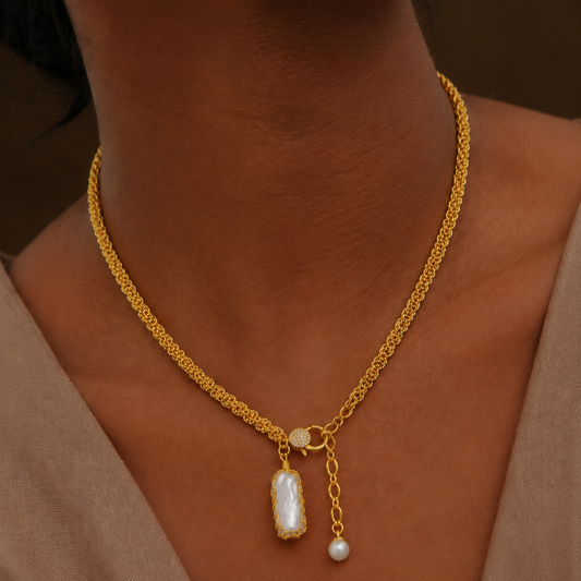 Mesh Pearl Allure Necklace