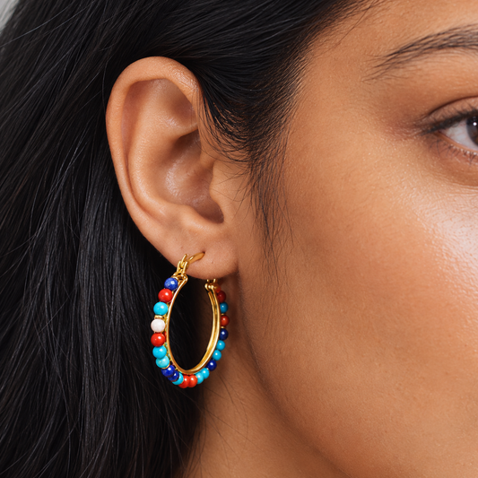 Coastal Mosaic Multicolour Beaded Hoops
