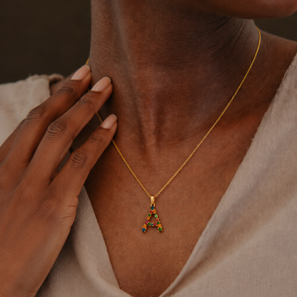 Multistone Alphabet Necklace