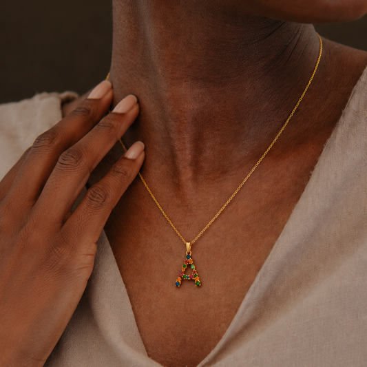 Multistone Alphabet Necklace