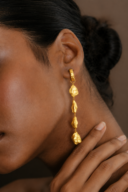 Asymmetrical Nugget Dangler Earrings