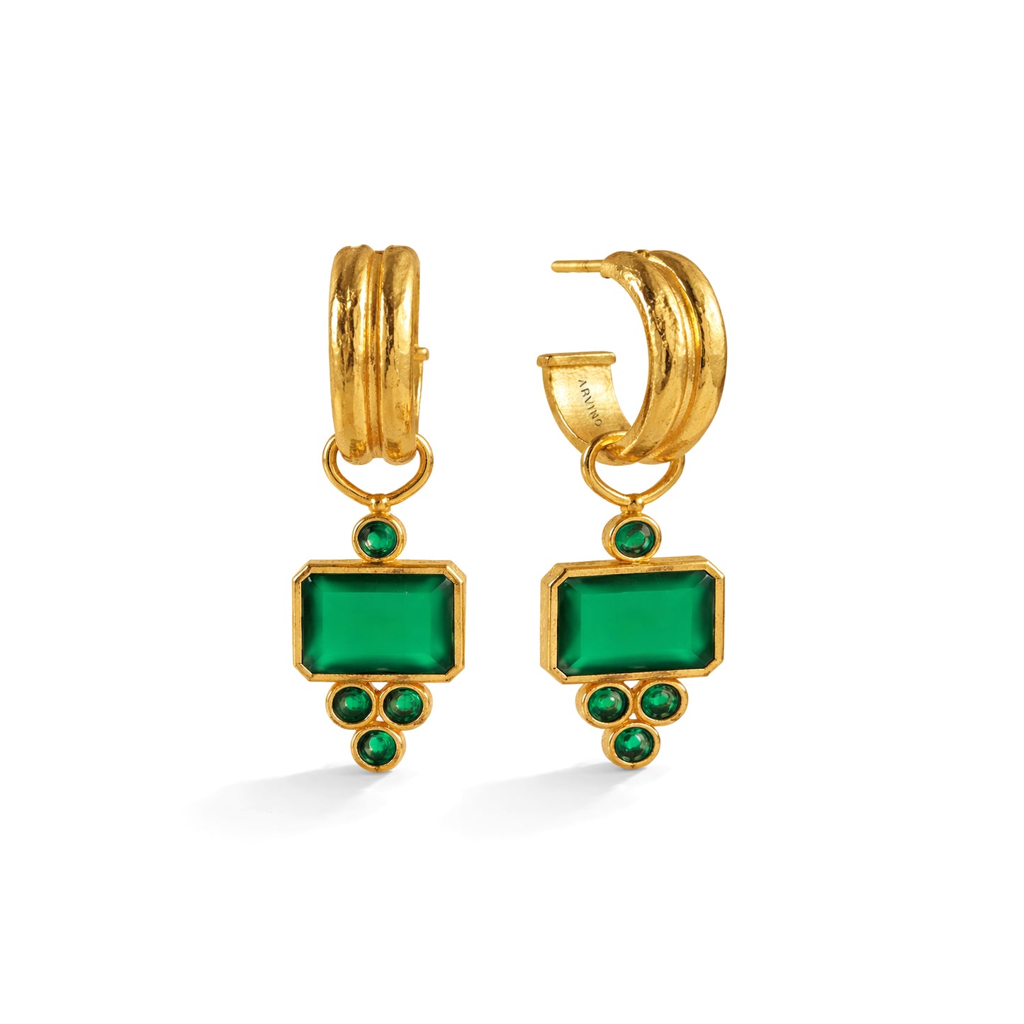 Gold Plated Emerald Green Onyx Drop