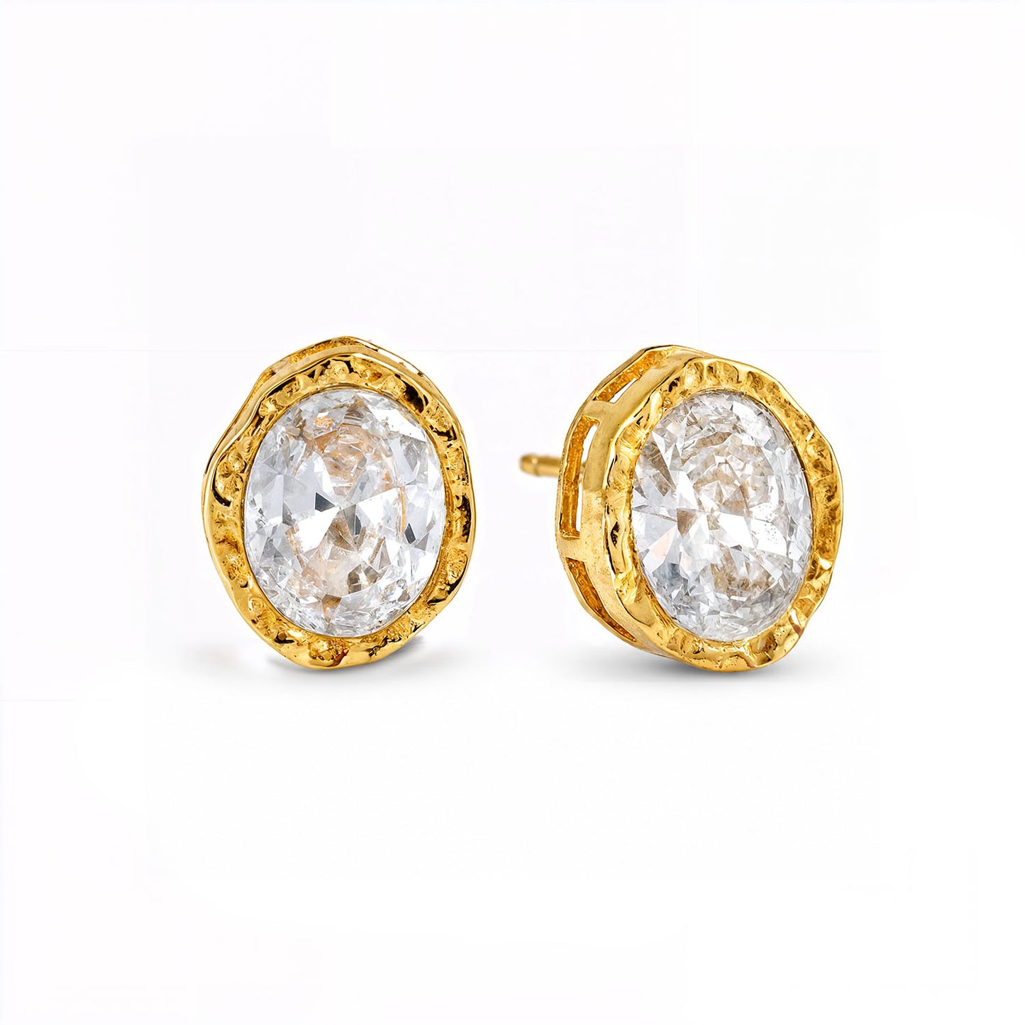 Oval Crystal Stud Earrings in 92.5 Sterling Silver