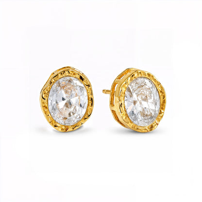 Oval Crystal Stud Earrings in 92.5 Sterling Silver