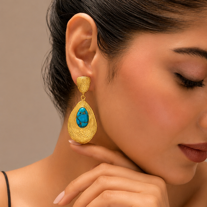 Turquoise Textured Drop Earrings