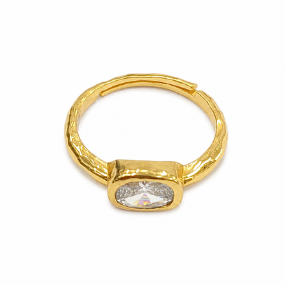 Crystal Drop 92.5 Sterling Silver Adjustable Ring