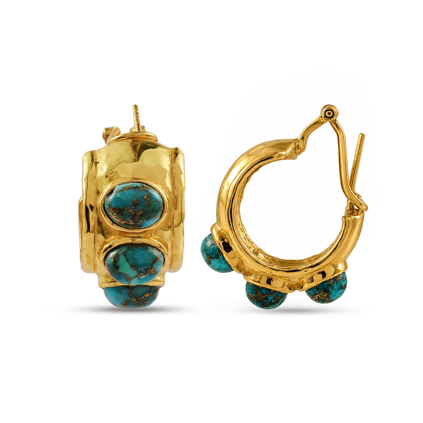 Turquoise Pebble Hoop Earrings