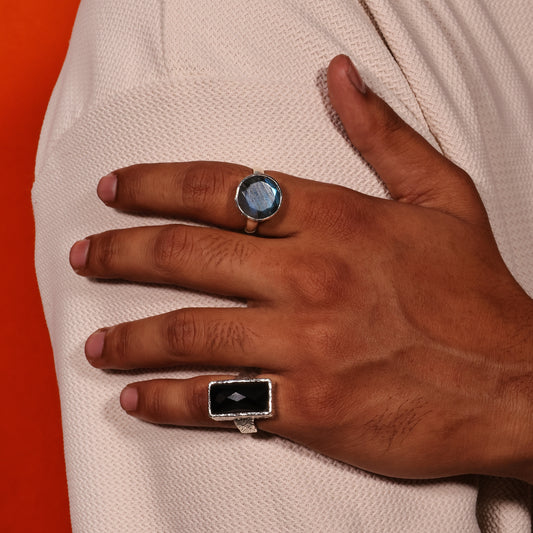 Labradorite Orbit 92.5 Sterling Silver Men’s Adjustable Ring