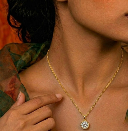 Solitaire Charm Gold Chain Necklace