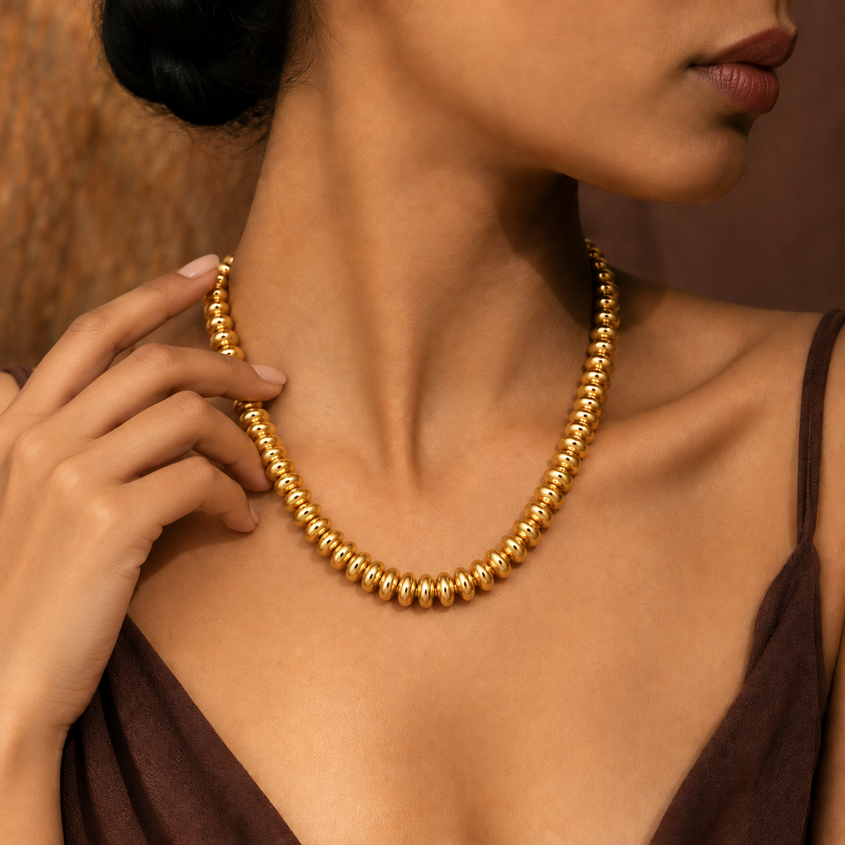 Golden Temple Bead Statement Necklace