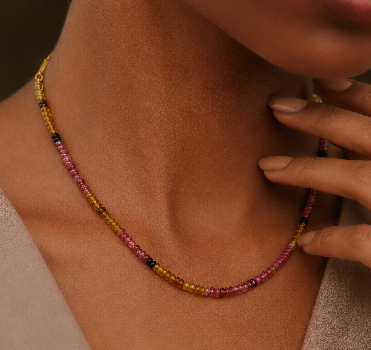 Tourmaline Burst Necklace in 92.5 Sterling Silver