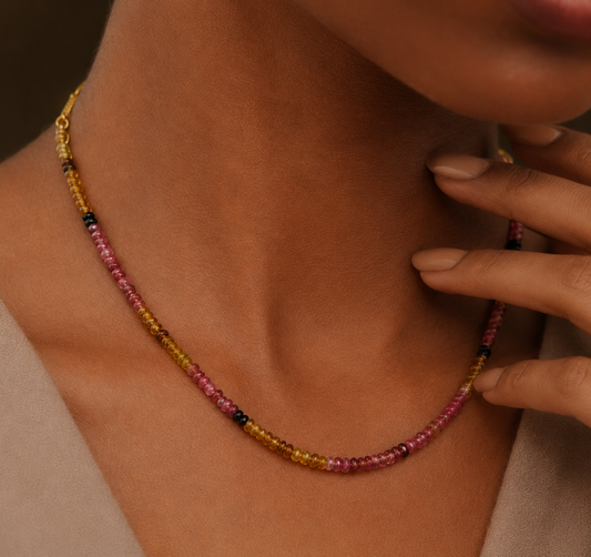Tourmaline Burst Necklace in 92.5 Sterling Silver