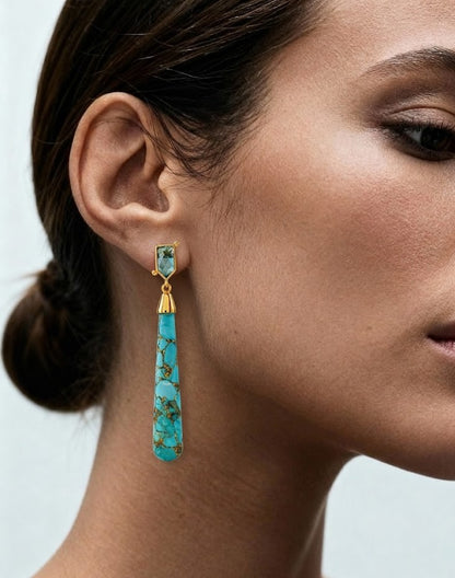 London Blue Topaz & Copper Turquoise Drop Earring