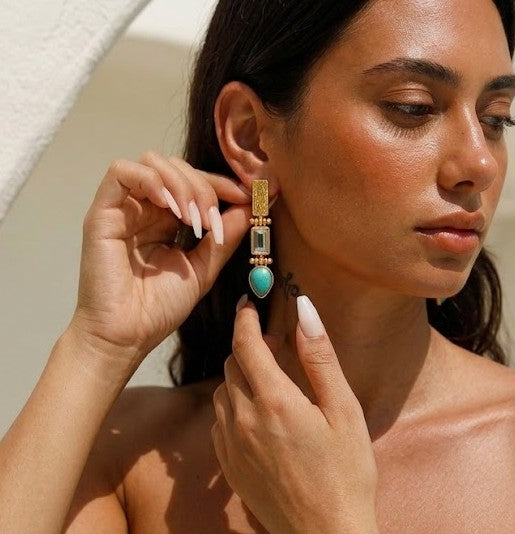 Turquoise & Blue Topaz Drop Earrings