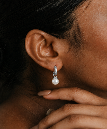 Luna Pearl Drop Earrings in 925 Sterling Silver