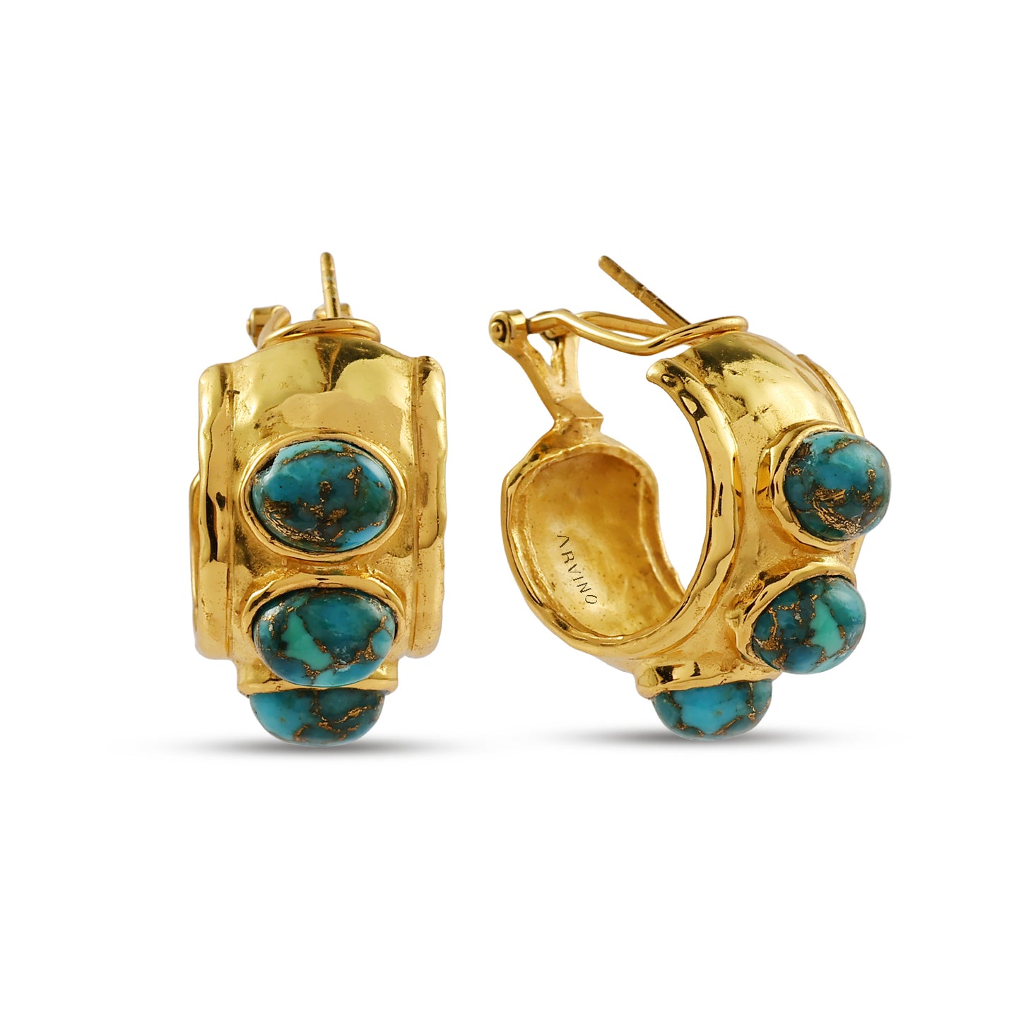 Turquoise Pebble Hoop Earrings