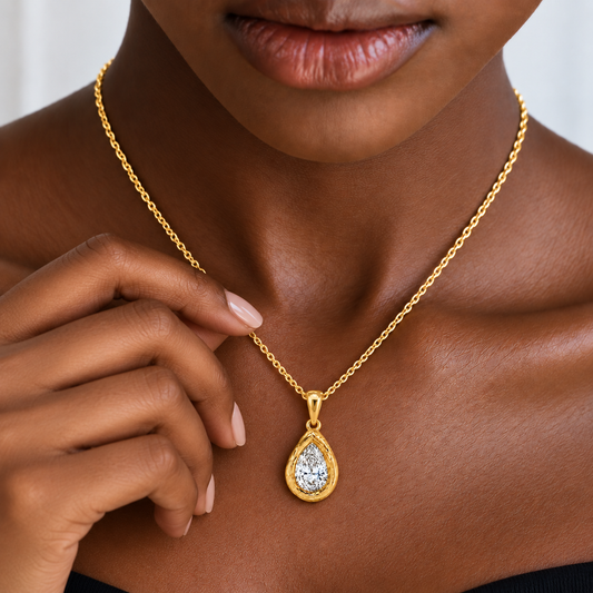 Fleur 9kt Gold Lab Grown Diamond Drop Pendant