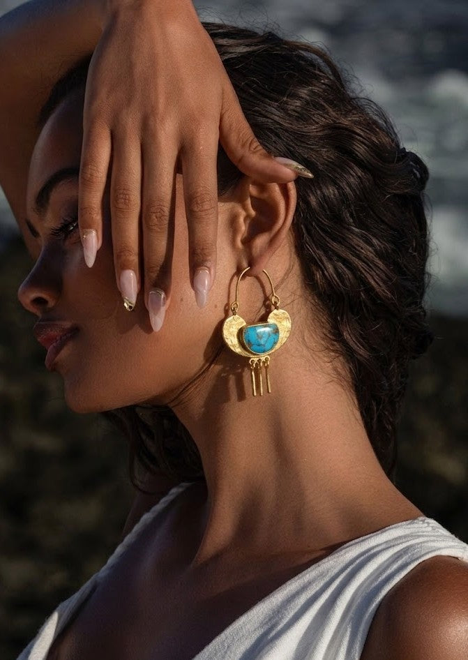 Turquoise Crescent Earrings