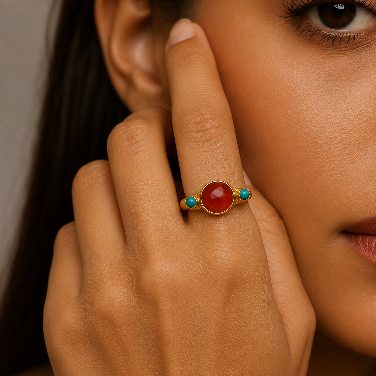 Caldera Turquiose Coral 92.5 Sterling Silver Ring