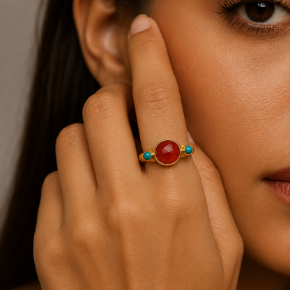 Caldera Turquiose Coral 92.5 Sterling Silver Ring