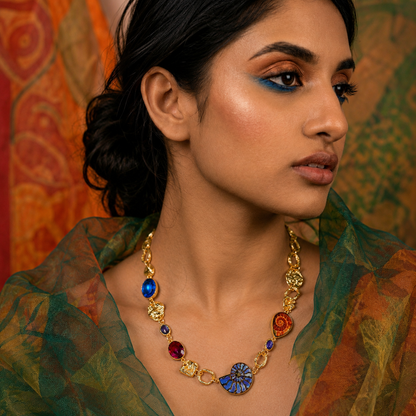 Ammonite & Gemstone Link Necklace