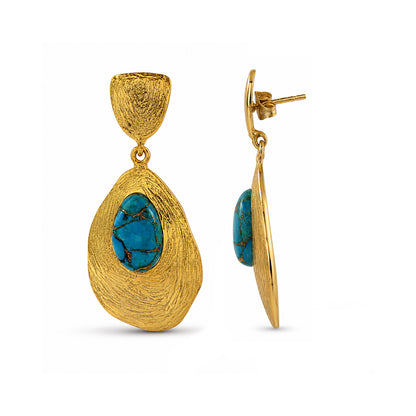 Turquoise Textured Drop Earrings