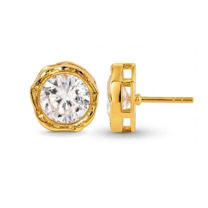 Round Crystal Stud Earrings in 92.5 Sterling Silver