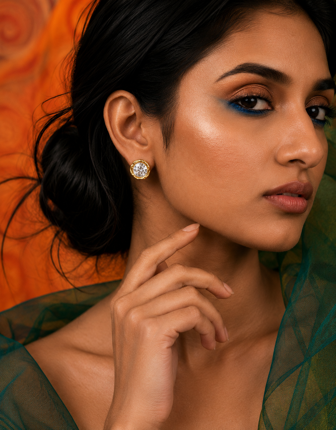 Round Crystal Stud Earrings in 92.5 Sterling Silver