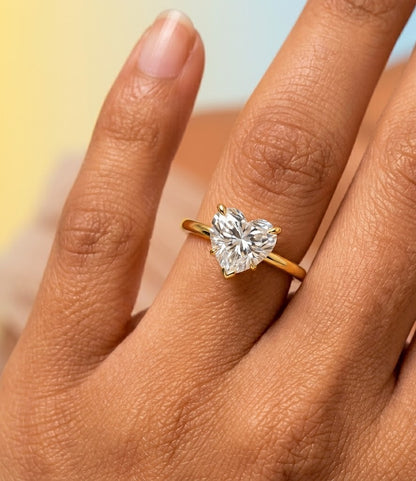 Solitaire Heart Crystal Teardrop Ring