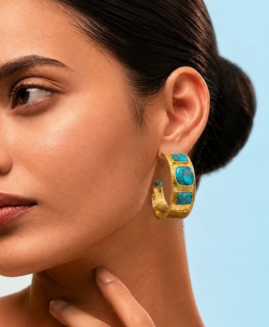 Turquoise Statement Hoop Earrings