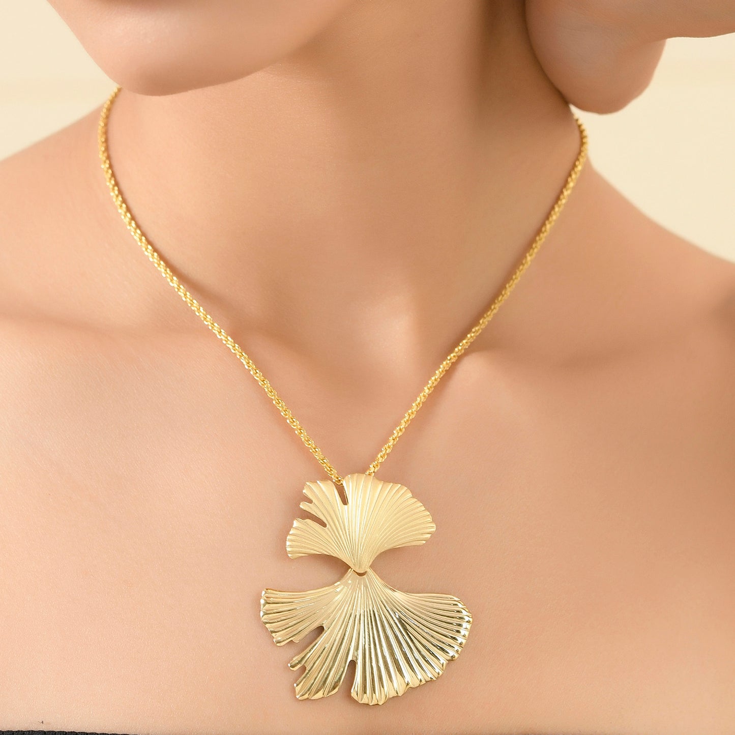 Ginkgo Duo Leaf Necklace