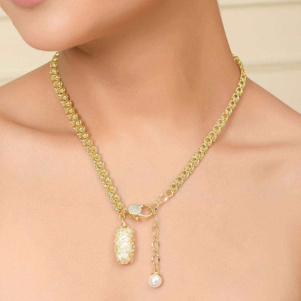 Mesh Pearl Allure Necklace